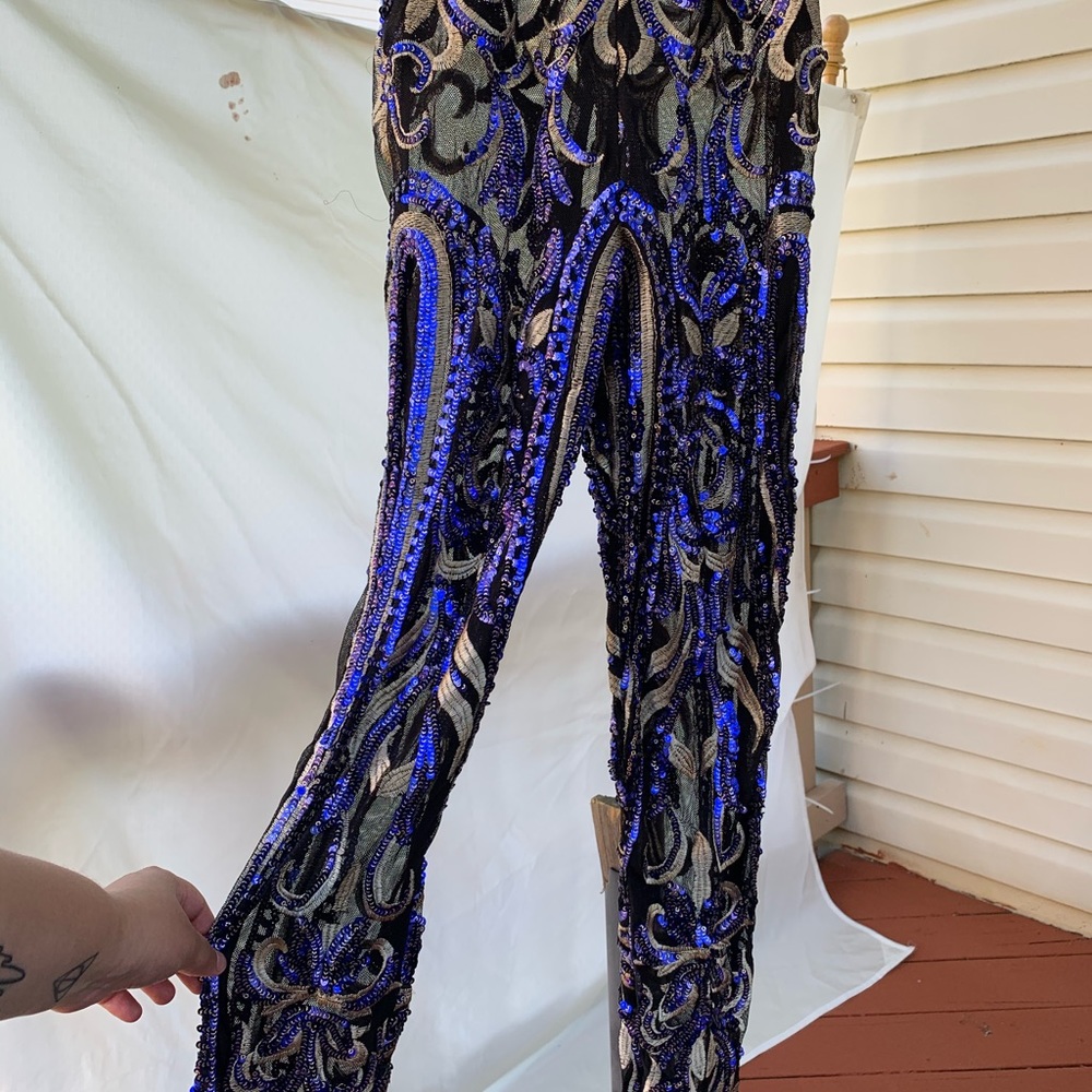 Va Va Voom Sequin Sheer Cocktail Jumpsuit - Picture 4 of 4